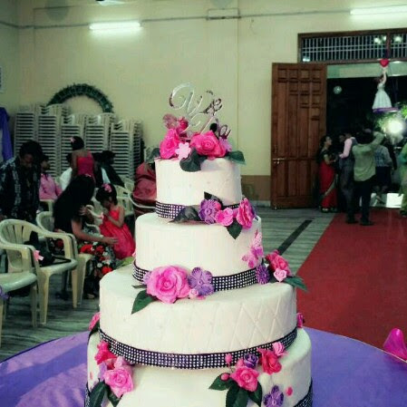 Pink n Purple Floral Wedding Cake by Andrea Ralph of Andy'z Cakes
