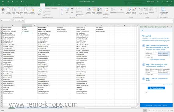 Transform Data by Example for Microsoft Excel 169