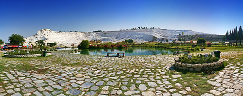 pamukkale turchia akköy denizli ierapoli gerapoli hierapolis castellodicotone stitch stitched pano panorama landscape calcare bianco