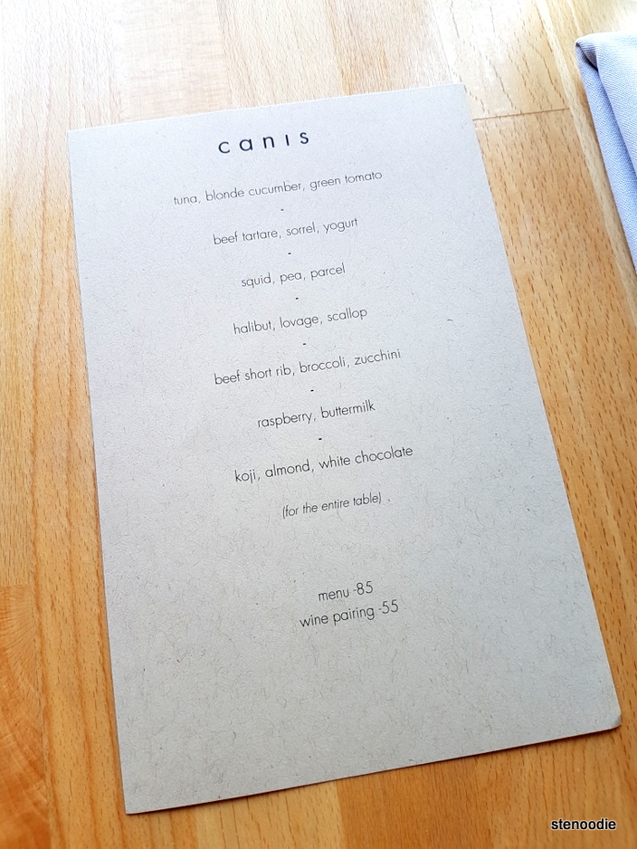  $85 tasting menu at Canis Restaurant