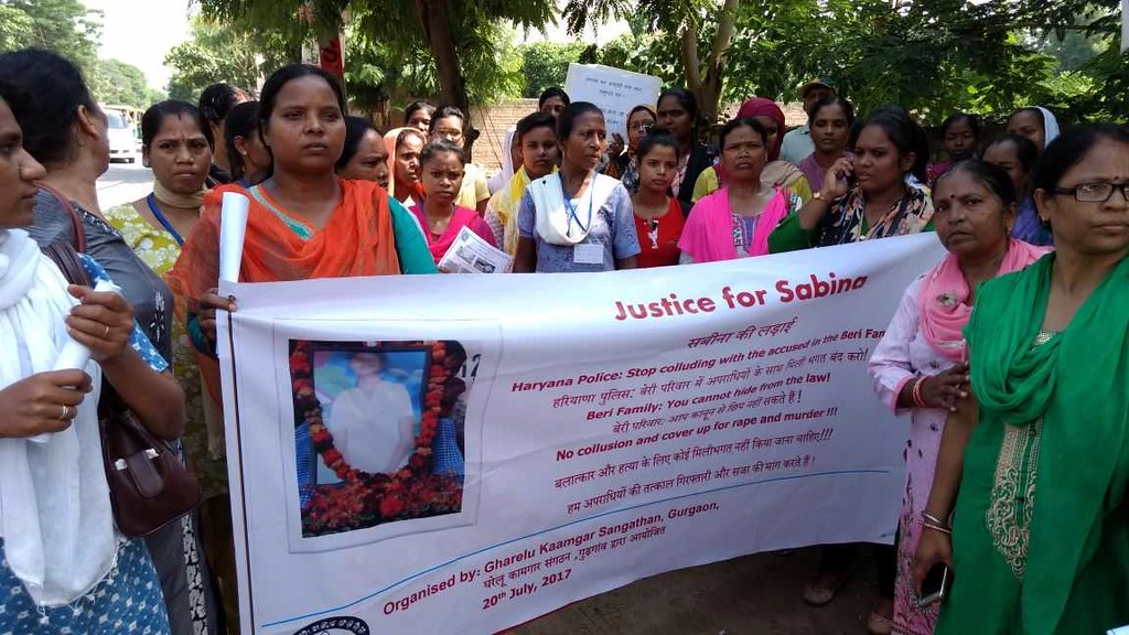 2017-7-20 India: Protest at Gurgaon about Sabina Case-rape and murder of a minor domestic worker case