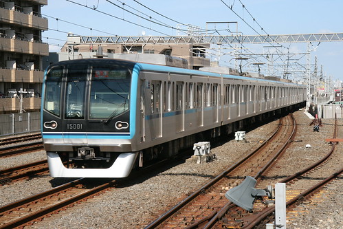 Tokyo Metro 15000 series in Kasai.Sta, Edogawa, Tokyo, Japan /Jul 22, 2017