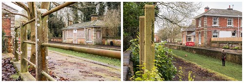 clare railway station suffolk england greatbritain uk 2017 closed abandoned winter clarestationdiptych clarecastlecountrypark eastanglia diptych