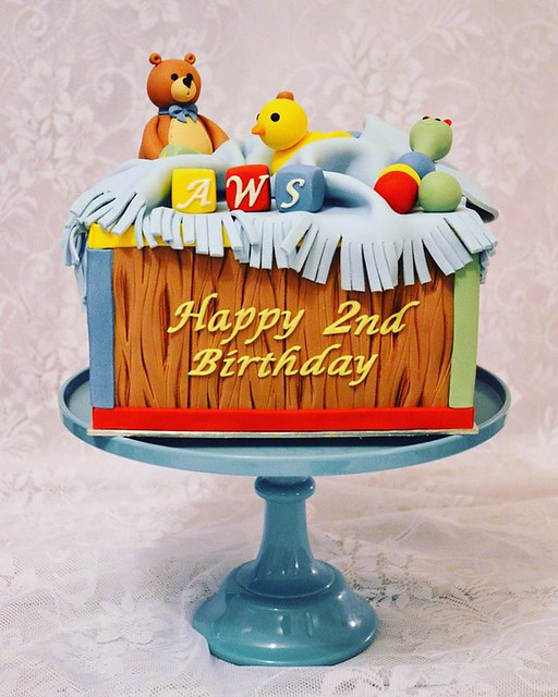 Baby Toys in a Wooden Box Cake by Anna's Princess Cakery