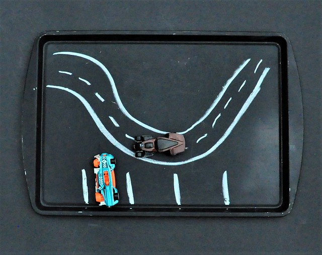 DIY $2 Chalkboard Cookie Sheet Travel Activity Tray for Road Trips