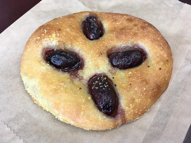 Olive focaccia round - Arizmendi Bakery