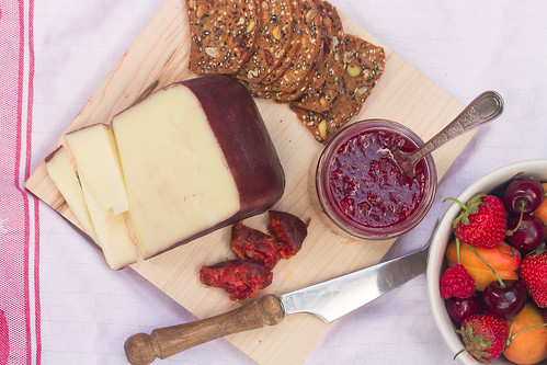 Picnic Cheese Board with Tipsy Cheese and Sangria Jam