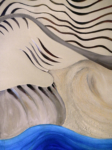 Detail of painting of the Sinai Desert at Nuweiba, where the sand dunes lead into the water of the Red Sea