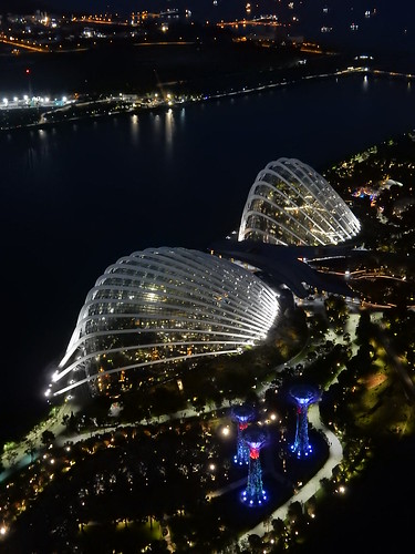 singapore marinabaysandshotel lookout bar view gardensbythebay domes illuminated