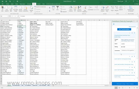 Transform Data by Example for Microsoft Excel 171