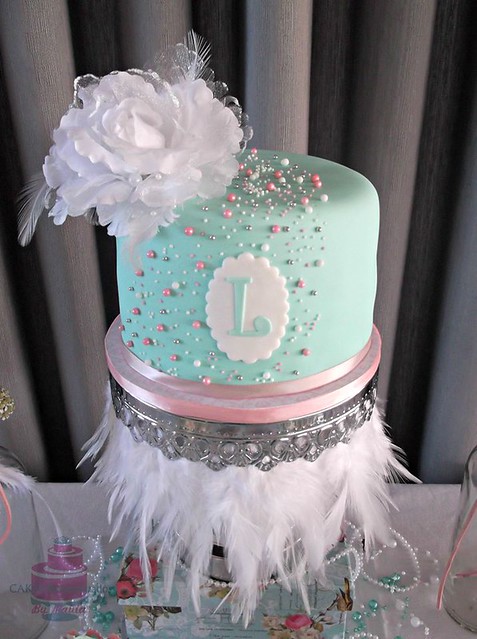 Mint Colored Cake from Paula Rodrigues of CAKES Personalizados by Paula