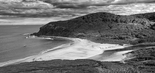 pentax k50 macrotakumar50mmf411macro monochrome blackandwhite landscape stitched panorama sea ocean lagoon beach bushland glenrock newcastle