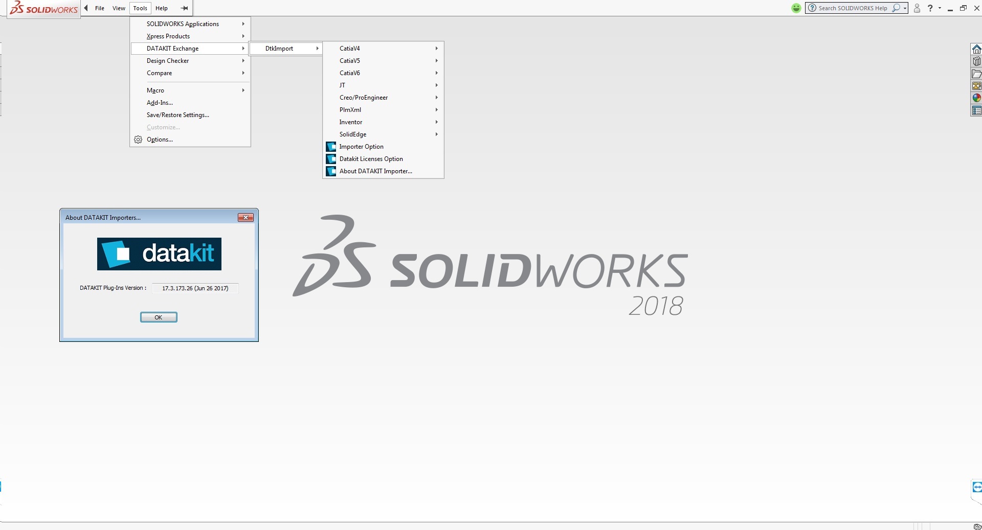 transfering to solidworks with datakit