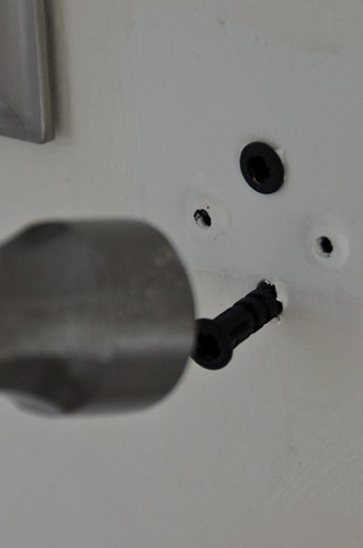 6. If no wall stud, drill hole large enough for wall anchors