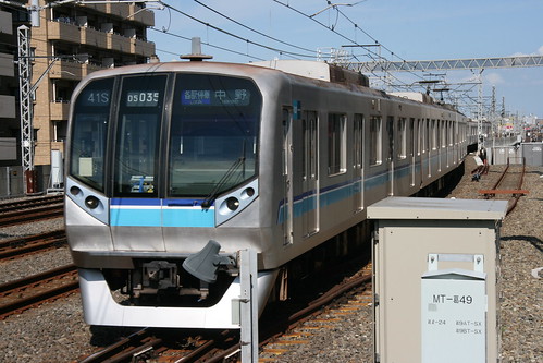 Tokyo Metro 05 series(11th ver.) in Kasai.Sta, Edogawa, Tokyo, Japan /Jul 22, 2017