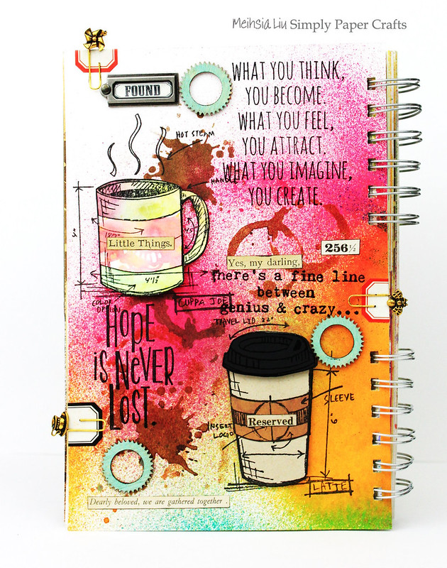 Meihsia Liu Simply Paper Crafts Mixed Media Art Journal Drink Coffee Simon Says Stamp Tim Holtz 1