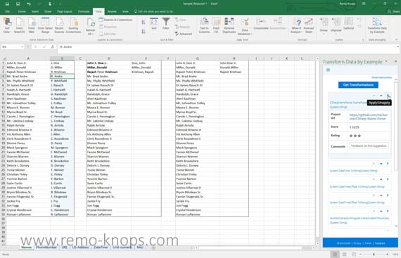 Transform Data by Example for Microsoft Excel 172
