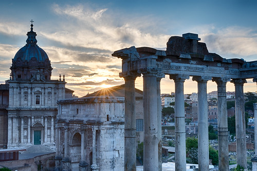 italy italia rome roma columns ruins temple church forumromanum sunrise sky hdr
