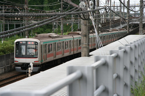 Tokyu 5000 series(Den-en Toshi Line) in Nagatsuta.Sta, Yokohama, Kanagawa, Japan /Jul 29, 2017