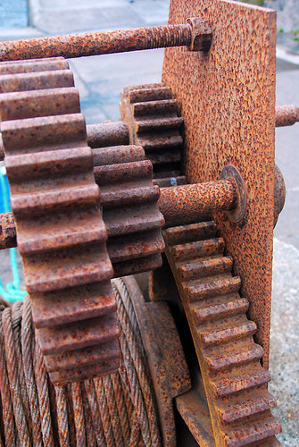 Rusty gears on a dock used to haul in the boats. Found on our one-lane detour in the Dingle Peninsula, Ireland