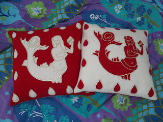 Two finished pillows