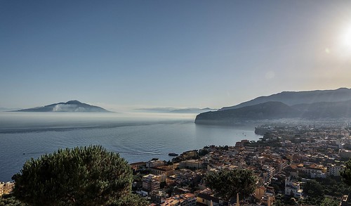 sorrento italy naples bay vesuvius mediteanian sea europe campania morning view
