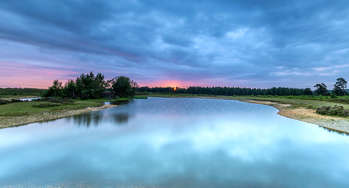 newforest slufters sunrise pond tree water reflection cloud landscape