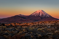 Tongariro National Park's Mt Ngauruhoe volcano at sunset