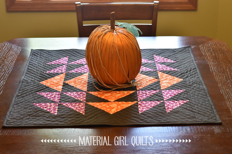 Homespun Halloween table topper quilt by Amanda Castor of Material Girl Quilts