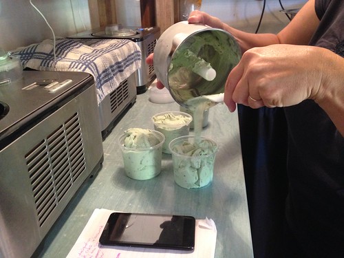 Making mint choc chip ice cream