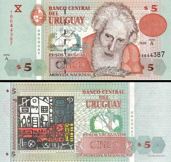 5 Pesos Uruguayos Uruguay 1998, P80a
