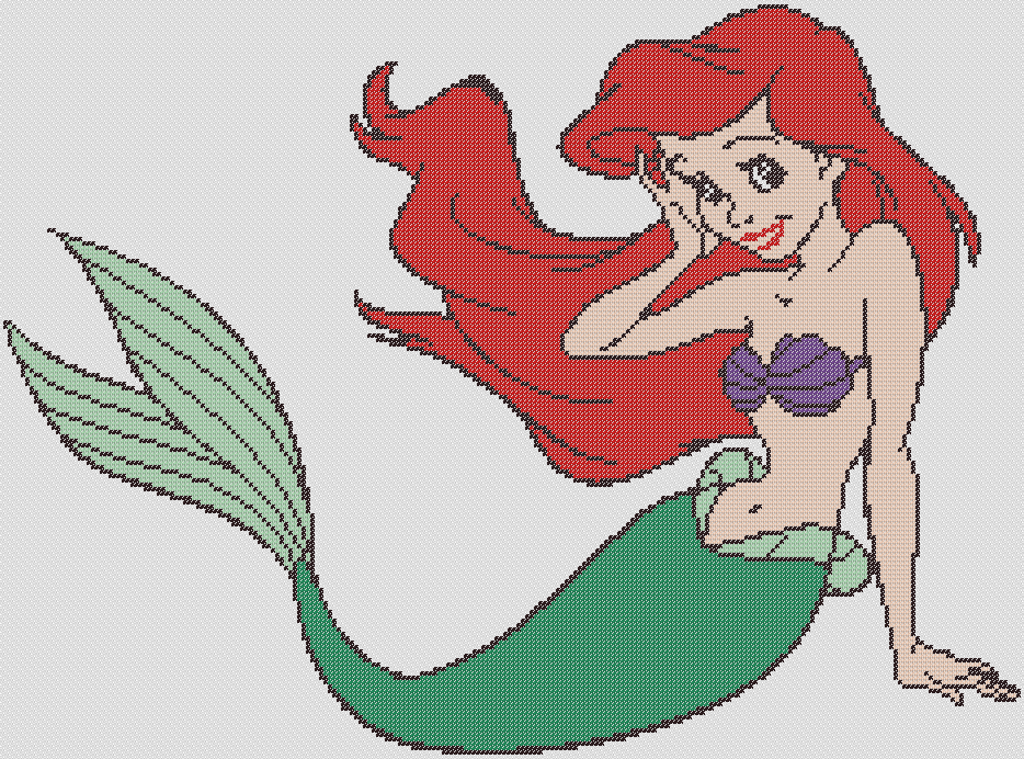 Preview of Free printable cross stitch patterns: Disney’s Little Mermaid Ariel