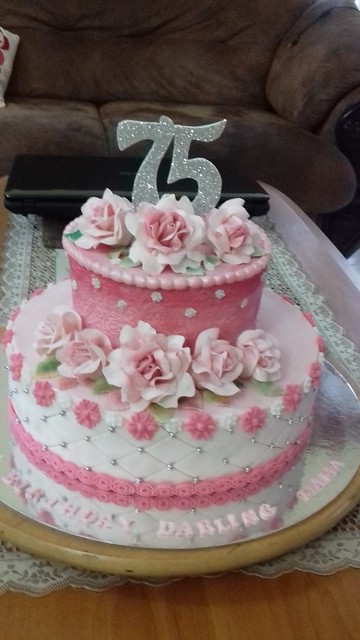 75th Birthday Pretty in Pink Cake by Andriea De Kauwe Pereira of Andylicious Cakes