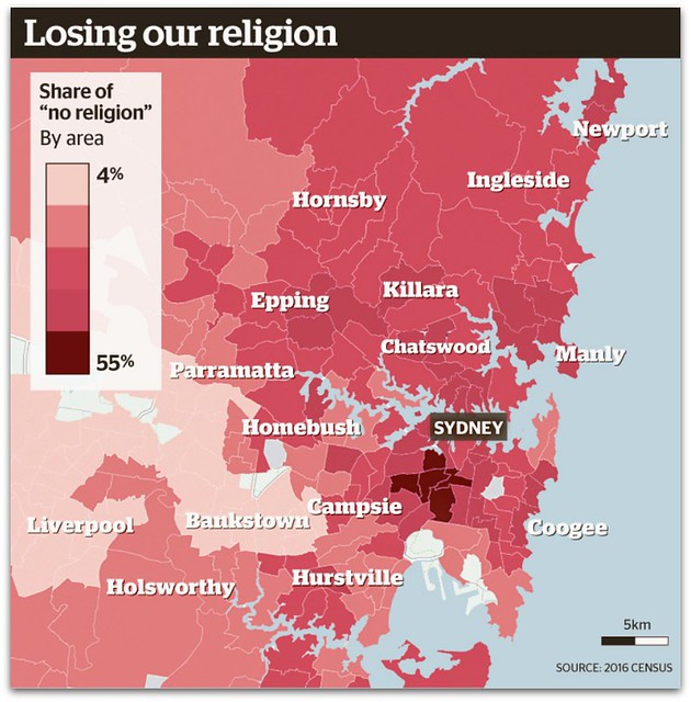 Losing Our Religion graphic from Sydney Morning Herald 2 July 2017