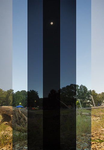 solar eclipse tennessee composite layers totality wide angle canon 60d eos dslr sky blue flag bars dark light