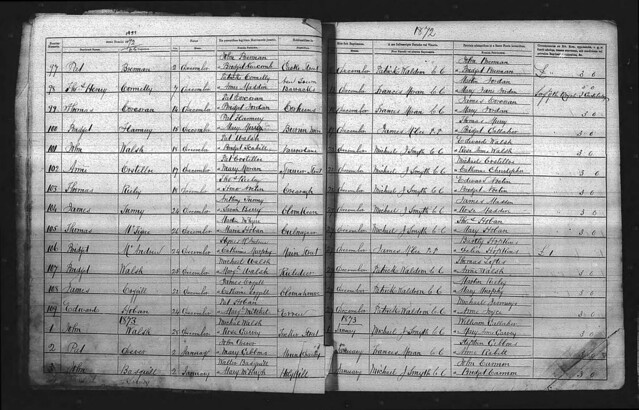 Baptismal Register 1873, image from Ancestry