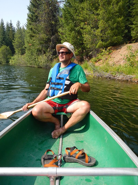 Pierre in a canoe on Champion Lake