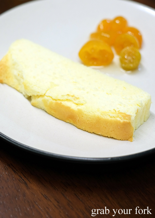 Japanese cheesecake with preserved cumquats at Paper Bird in Potts Point