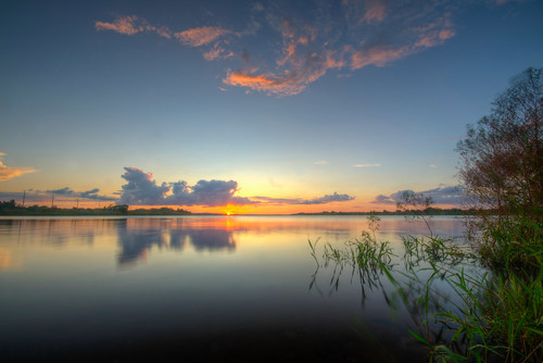 sunset lake manatee florida lakemanatee floridasunset water reflection beautiful hdr sun sky clouds