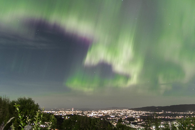 Aurora Borealis over Trondheim City