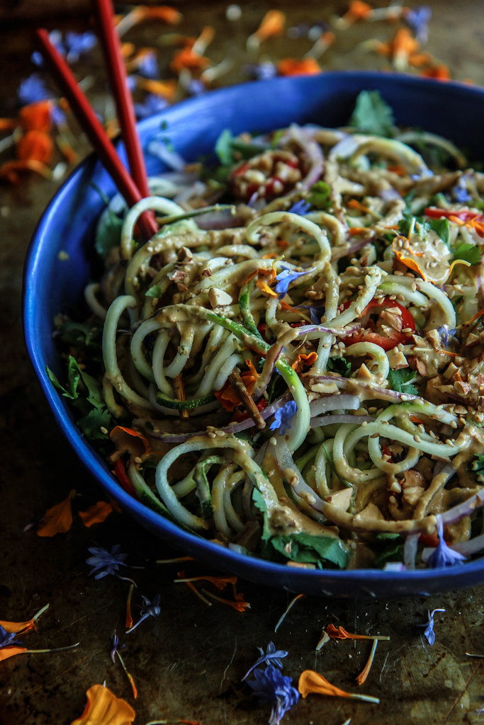 Thai Zucchini Noodle Salad- Vegan from HeatherChristo.com