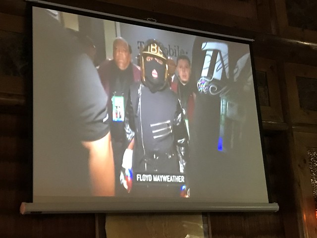 Floyd Mayweather arrives at the ring