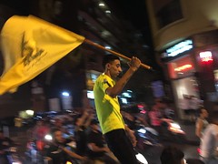 Hizbullah celebrate in Hamra, Beirut
