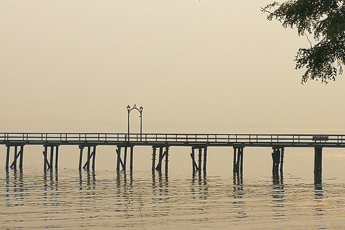 pier minimalist ocean whiterock bc vancouver canada fog smokefromforestfires