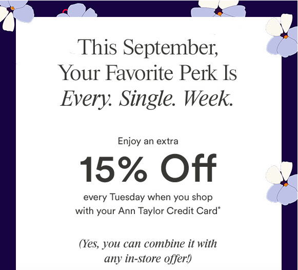  Extra 15% off every Tuesday this September