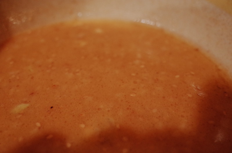 銀座ABCラーメンABC炒飯セットのこってり味噌醤麵のスープ