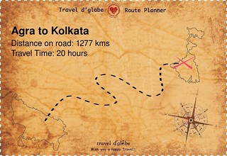 Map from Agra to Kolkata