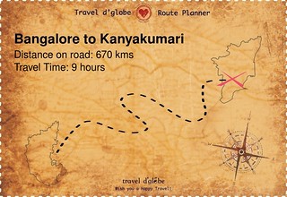Map from Bangalore to Kanyakumari