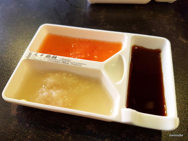 Mandarin Chicken Rice condiments