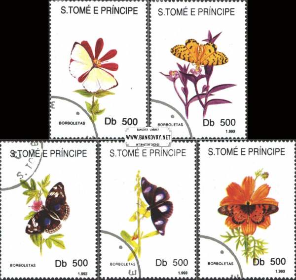 Známky Svätý Tomáš 1993 Kvety a motýle, razítkovaná séria